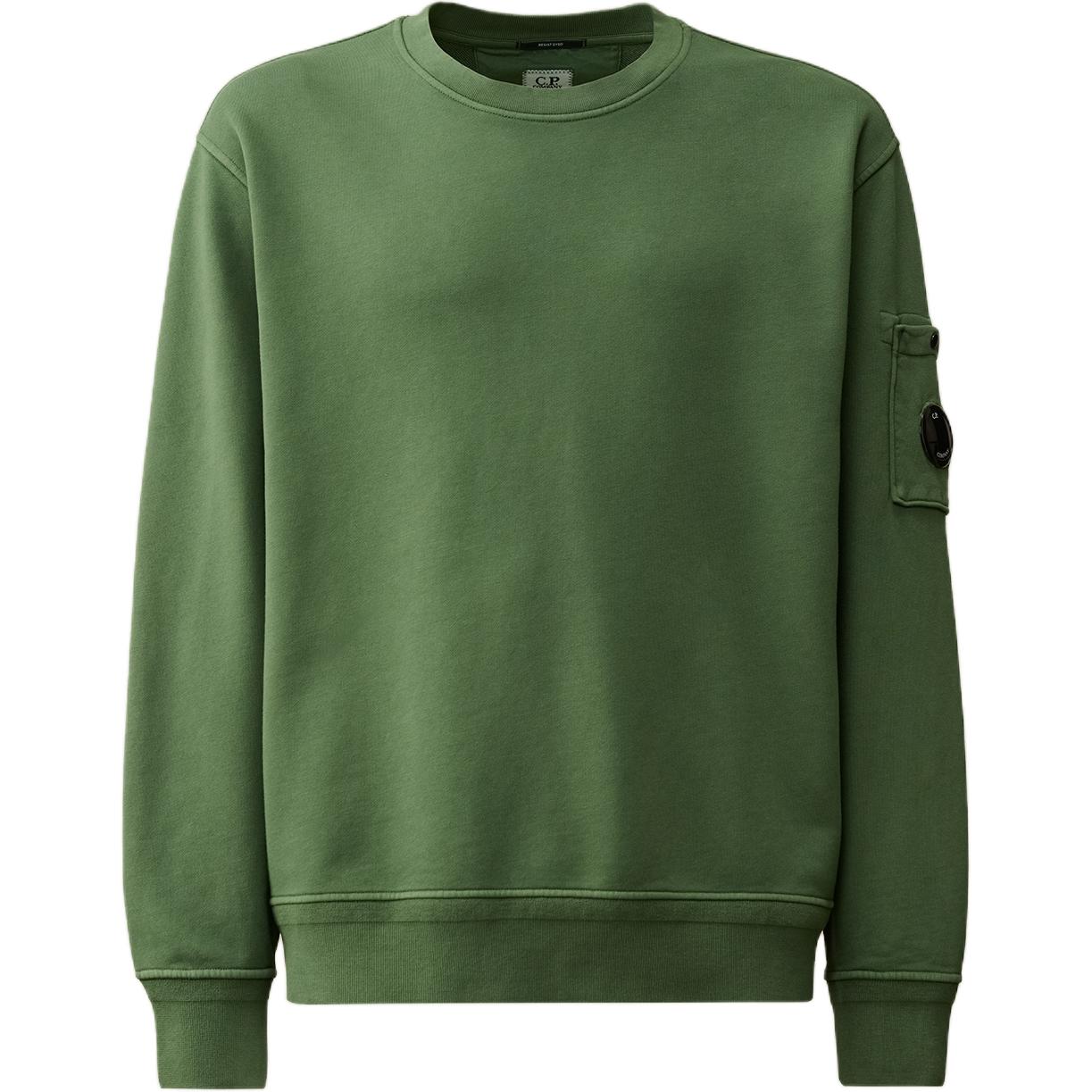C.P. Company SS24 Ribbed Crewneck Lens Sweatshirt Duck Green Mens Casual Fit CMSS098A110044R649