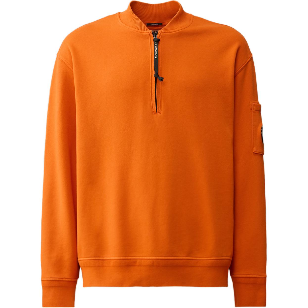 C.P. Company SS24 Ribbed High-Neck Lens Detail Sweatshirt Orange () CMSS095A110044R448