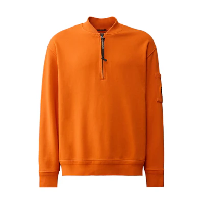 C.P. Company SS24 Ribbed High-Neck Lens Detail Sweatshirt Orange () CMSS095A110044R448