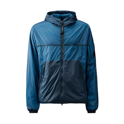 C.P. Company SS24 Short Zip-Up Hoodie Jacket Blue CMOW037A006099U848