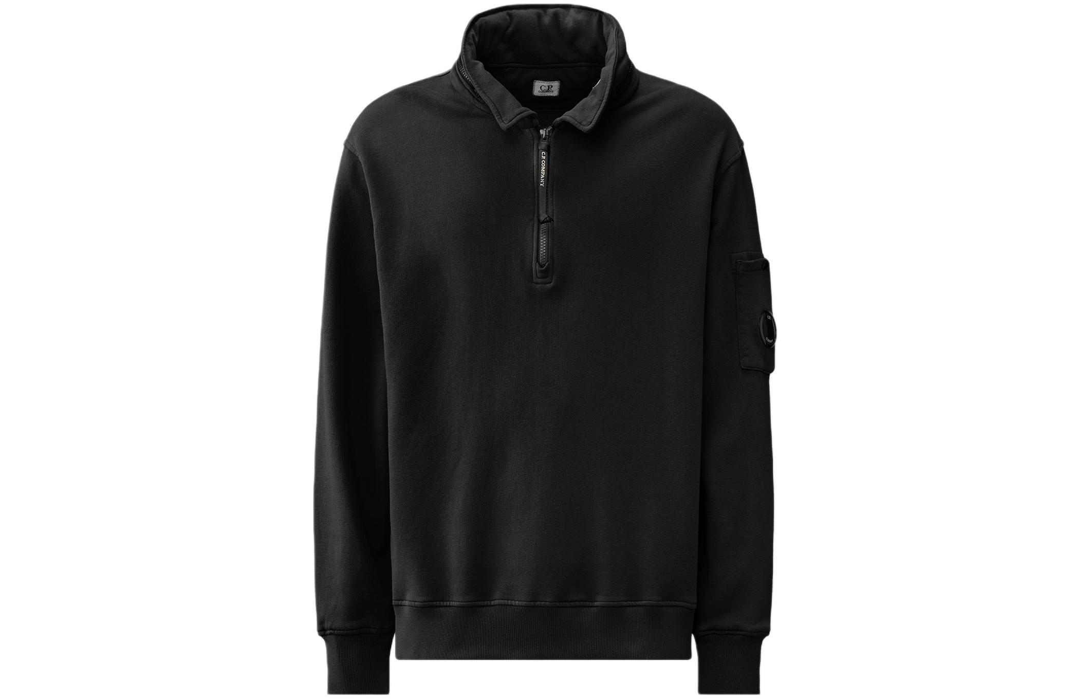 C.P. Company SS24 Stand Collar Ribbed Cuff Sweatshirt Men’s Black CMSS019A110039G999