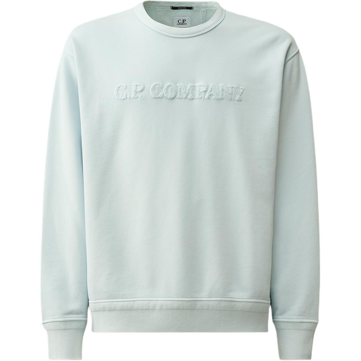 C.P. Company SS24 Starlight Blue Embroidered Logo Oversized Crewneck Sweatshirt Men CMSS096A110044R806