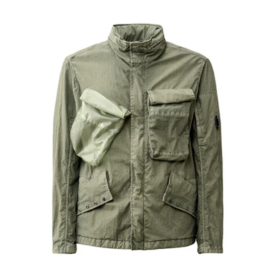 C.P. Company SS24 Tequila Green Stand Collar Zip Pocket Jacket CMOW238A006233M627