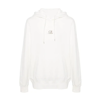 C.P. Company SS24 White Logo Print Hooded Sweatshirt CMSS305A006312G-WHITE