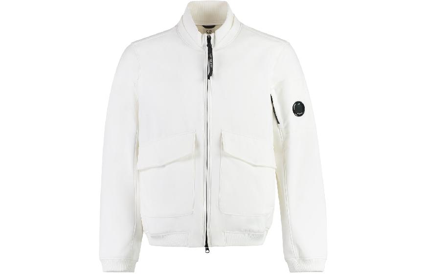 C.P. Company SS24 White Zip-Up Stand Collar Jacket CMOW011A006097A103