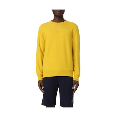 C.P. Company SS24 Yellow Logo Print Crewneck Long Sleeve Sweatshirt Men CLSS230A006452W224