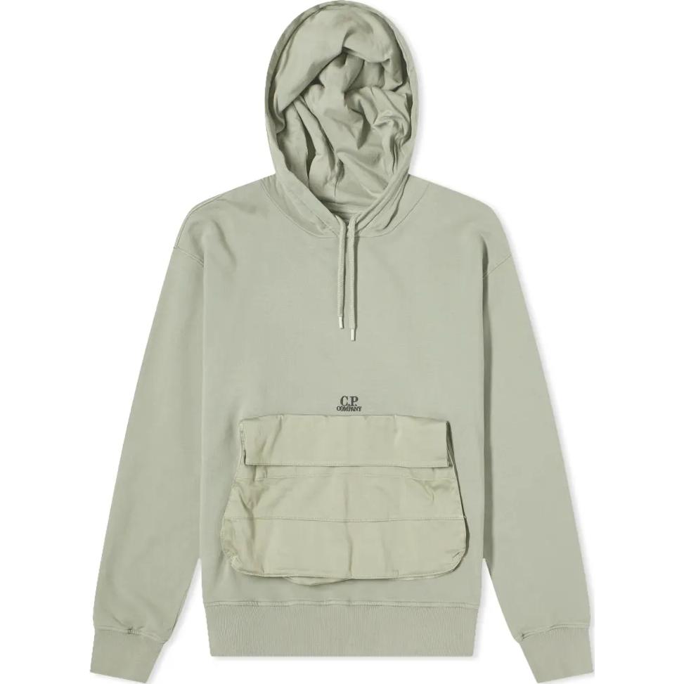 C.P. Company Tequila Green Hoodie with Logo Print - Long Sleeve CMSS250A110039M627