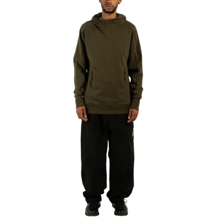C.P. Company Unisex Slim Fit Raglan Hoodie Military Green CMSS080A005086W683