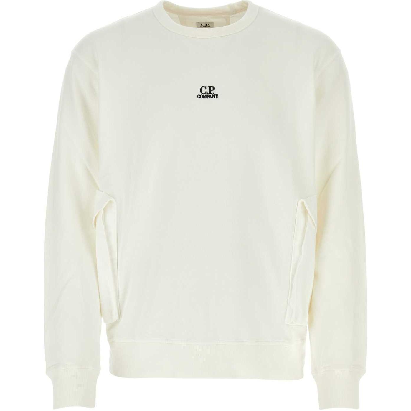 C.P. Company White Casual Logo Crewneck Long Sleeve Sweatshirt CMSS248A110039M103