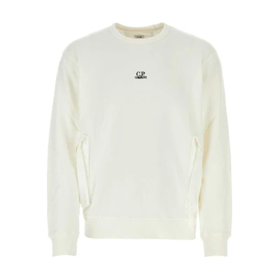 C.P. Company White Casual Logo Crewneck Long Sleeve Sweatshirt CMSS248A110039M103