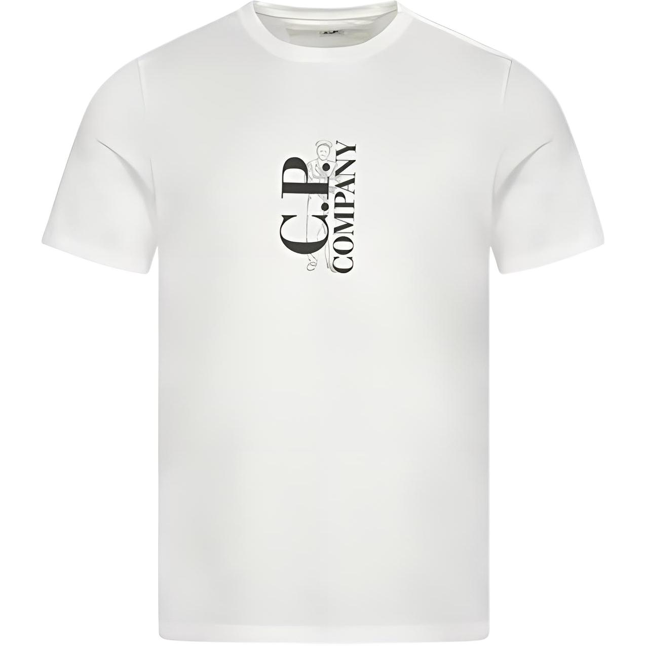 C.P. Company White Crewneck Graphic Print Casual Fit T-Shirt. 16CMTS139A005100W103