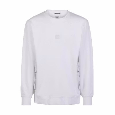 C.P. Company White Crewneck Long-Sleeve Pullover Sweatshirt 14CMSS055A006452M101