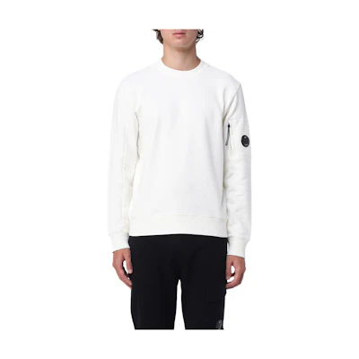 C.P. Company White Crewneck Long Sleeve Sweatshirt - Solid Color 14CMKN235A004128G103