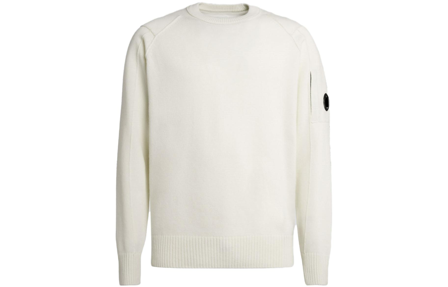 C.P. Company White Crewneck Pullover Long Sleeve Sweatshirt 23A15CMKN087A005504A103