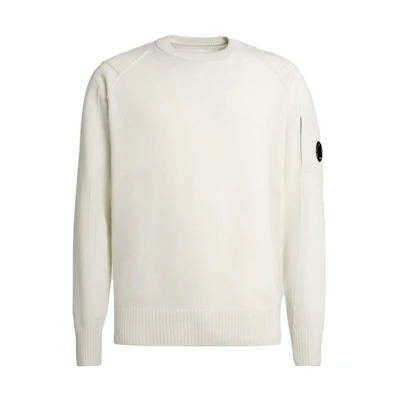 C.P. Company White Crewneck Pullover Long Sleeve Sweatshirt 23A15CMKN087A005504A103