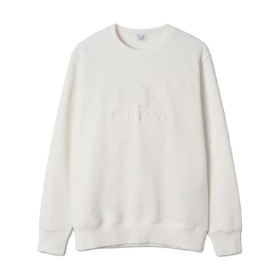 C.P. Company White Embroidered Logo Crewneck Sweatshirt 13CMSS163A005086W103