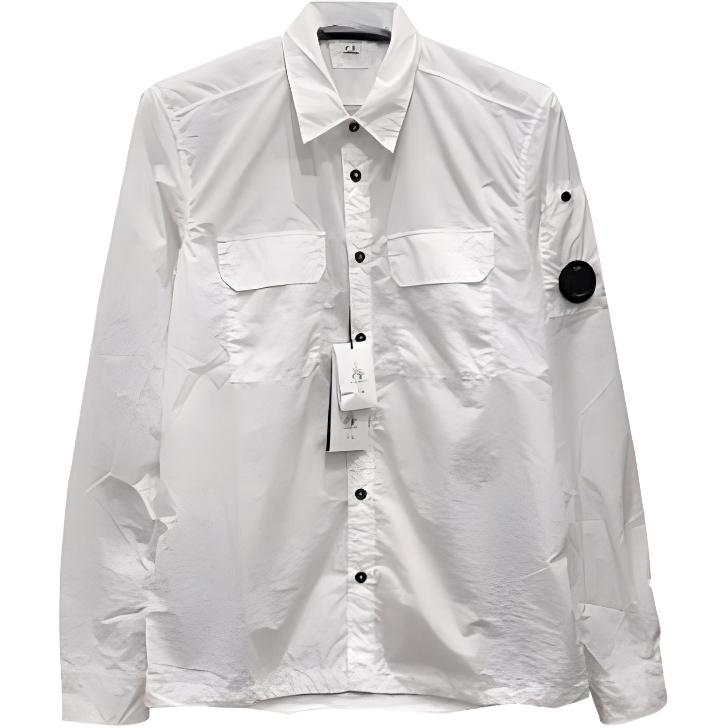 C.P. Company White Fitted Long Sleeve Button-Up Jacket CMSH088A005783G103