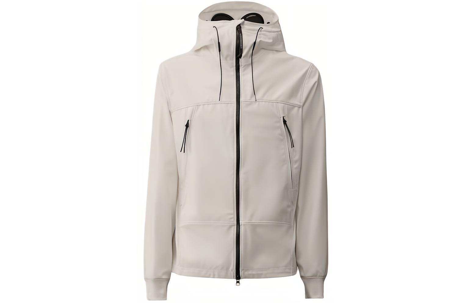 C.P. Company White Goggle Jacket with Contrast Trim Long Sleeve for Men 16CMOW002A005968A913