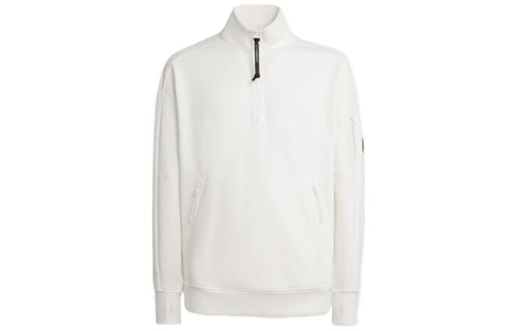 C.P. Company White Half-Zip Stand Collar Pullover Sweatshirt 15CMSS081A005086W103