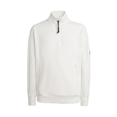 C.P. Company White Half-Zip Stand Collar Pullover Sweatshirt 15CMSS081A005086W103