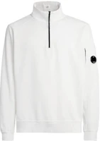 C.P. Company White High Neck Zip Pullover Sweatshirt with Ribbed Cuffs 16CMSS035A002246G103 C.P. Company White High Neck Zip Pullover Sweatshirt with Ribbed Cuffs 16CMSS035A002246G103
