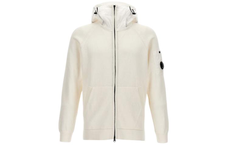 C.P. Company White Hooded Zip-Up Jacket 16CMKN047A005367M103