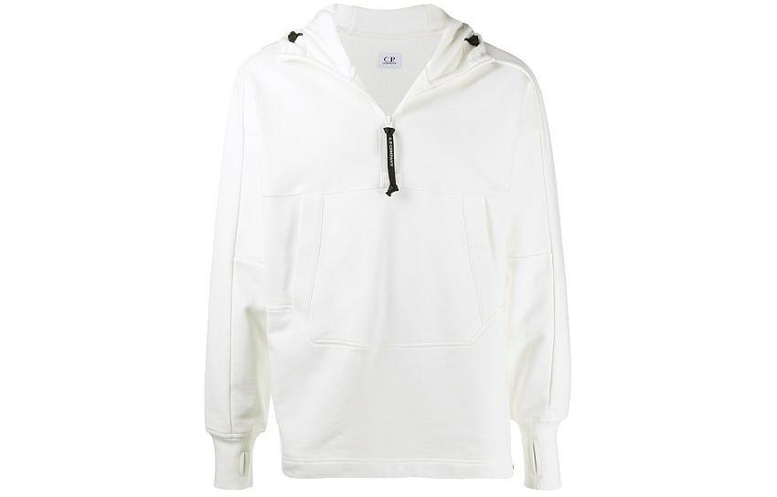 C.P. Company White Hoodie with Large Pocket Design 09CMSS032A005086W103