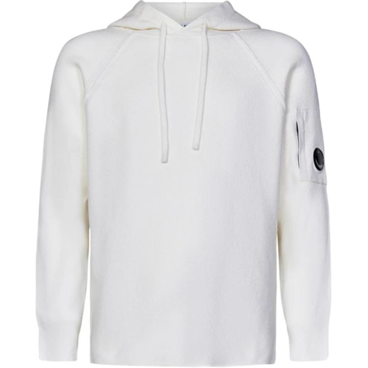 C.P. Company White Hoodie with Logo Design CMKN149A110149A103