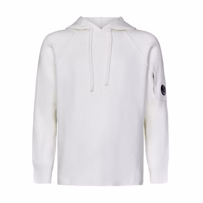 C.P. Company White Hoodie with Logo Design CMKN149A110149A103
