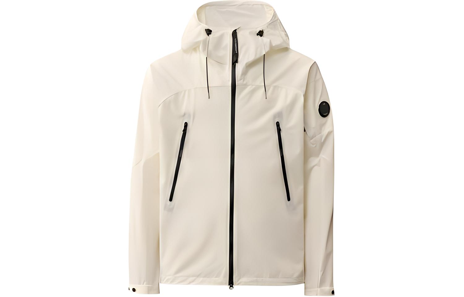 C.P. Company White Logo Print Zip Hoodie Jacket 16CMOW403A004117A103