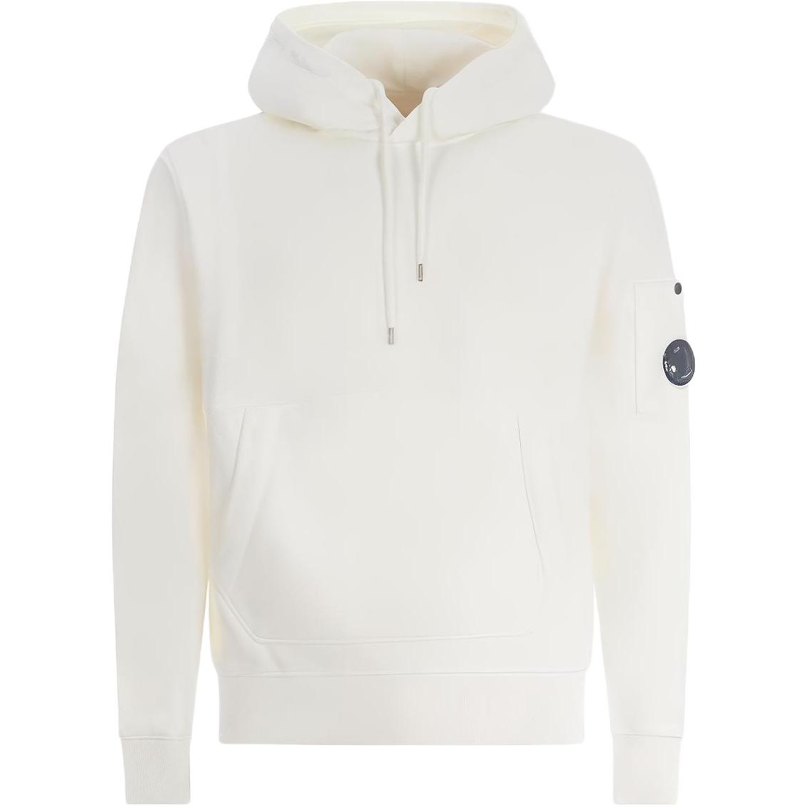 C.P. Company White Pullover Hoodie Long Sleeve Solid Color 13CMSS009A006372G-103