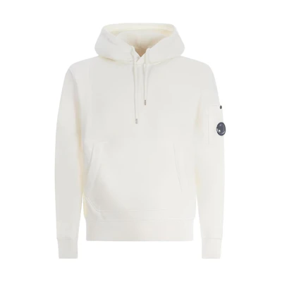 C.P. Company White Pullover Hoodie Long Sleeve Solid Color 13CMSS009A006372G-103