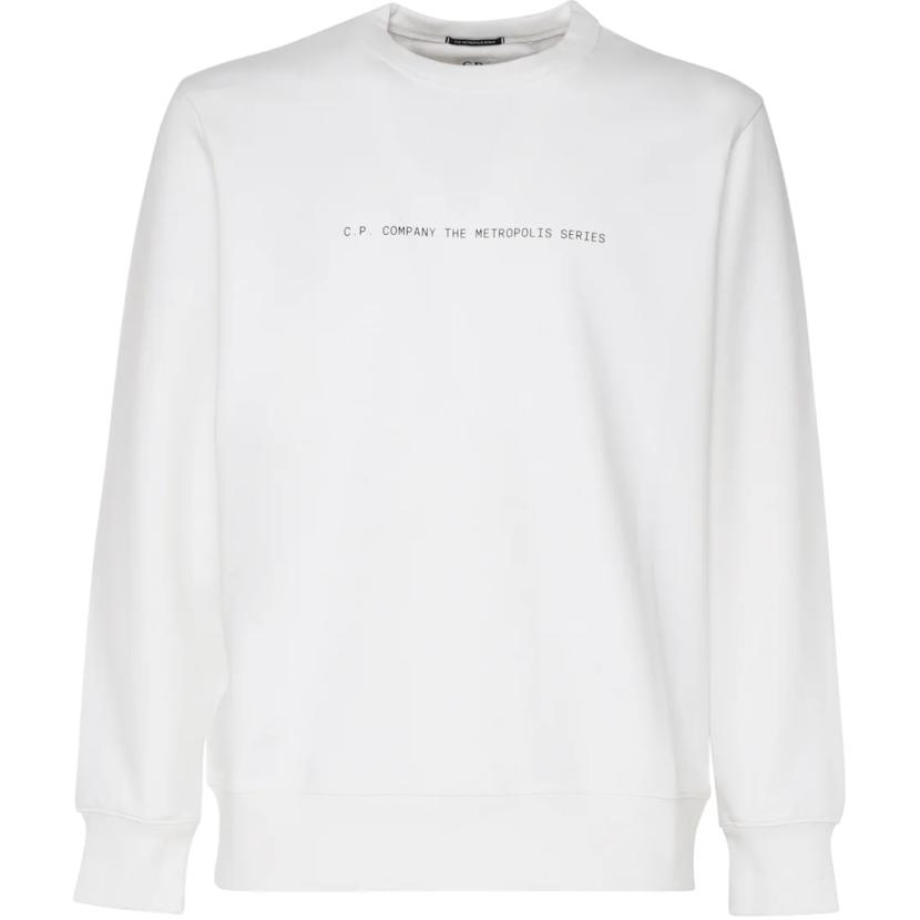 C.P. Company White Pullover Sweatshirt with Logo Print CLSS040A006452W101