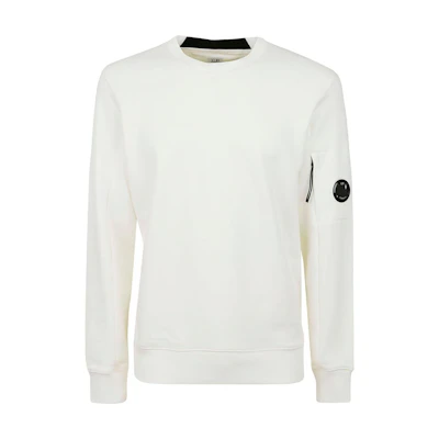C.P. Company White Solid Color Crewneck Long Sleeve Sweatshirt CMSS022A005086W103