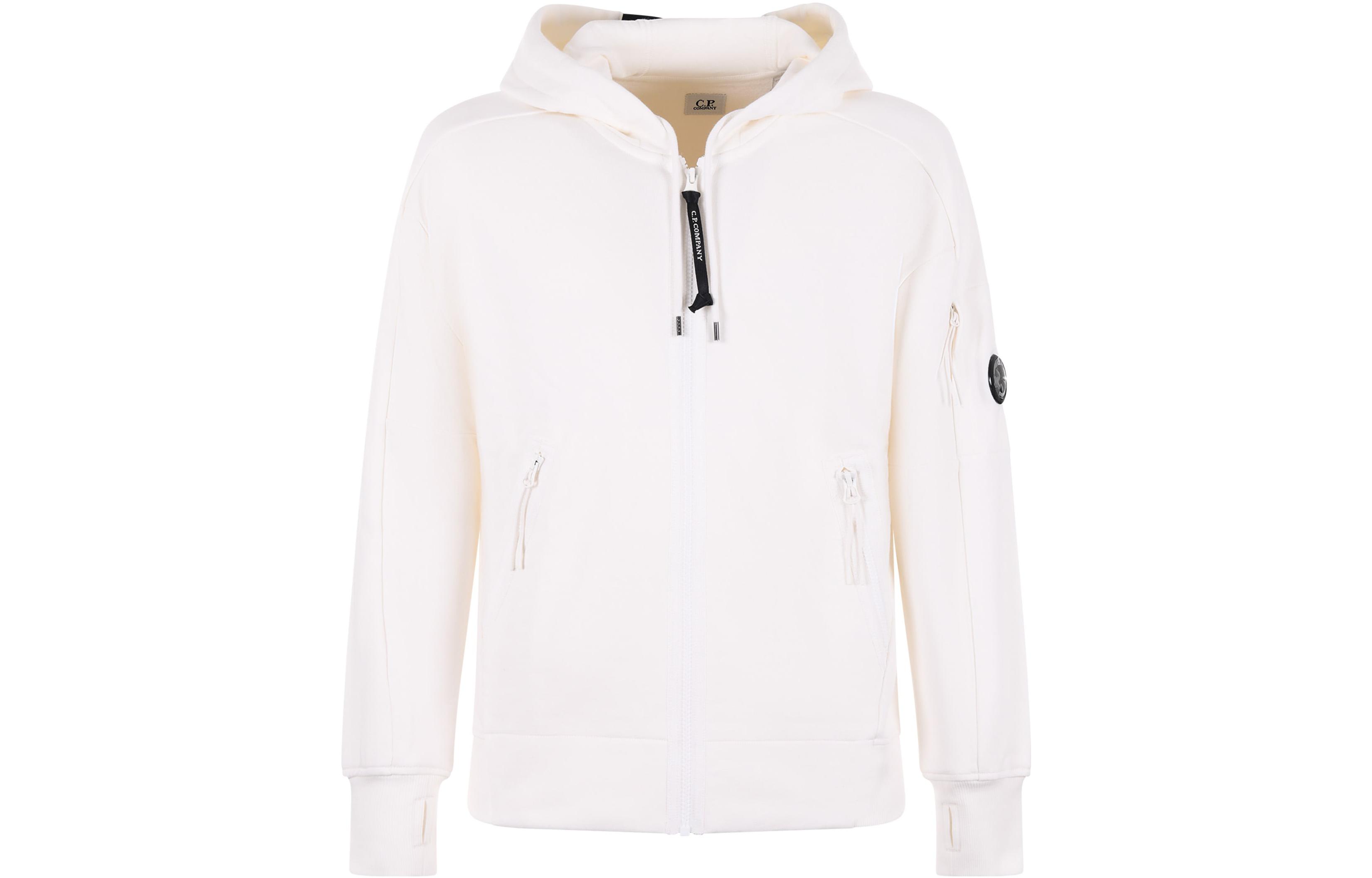 C.P. Company White Solid Color Hoodie CMSS400A5086W103