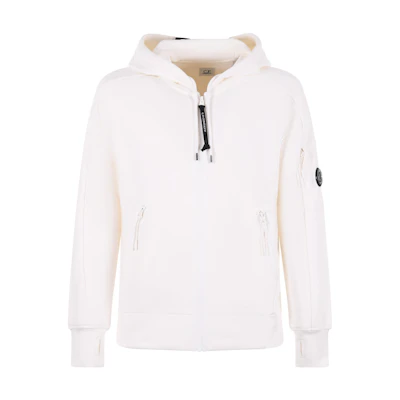 C.P. Company White Solid Color Hoodie CMSS400A5086W103