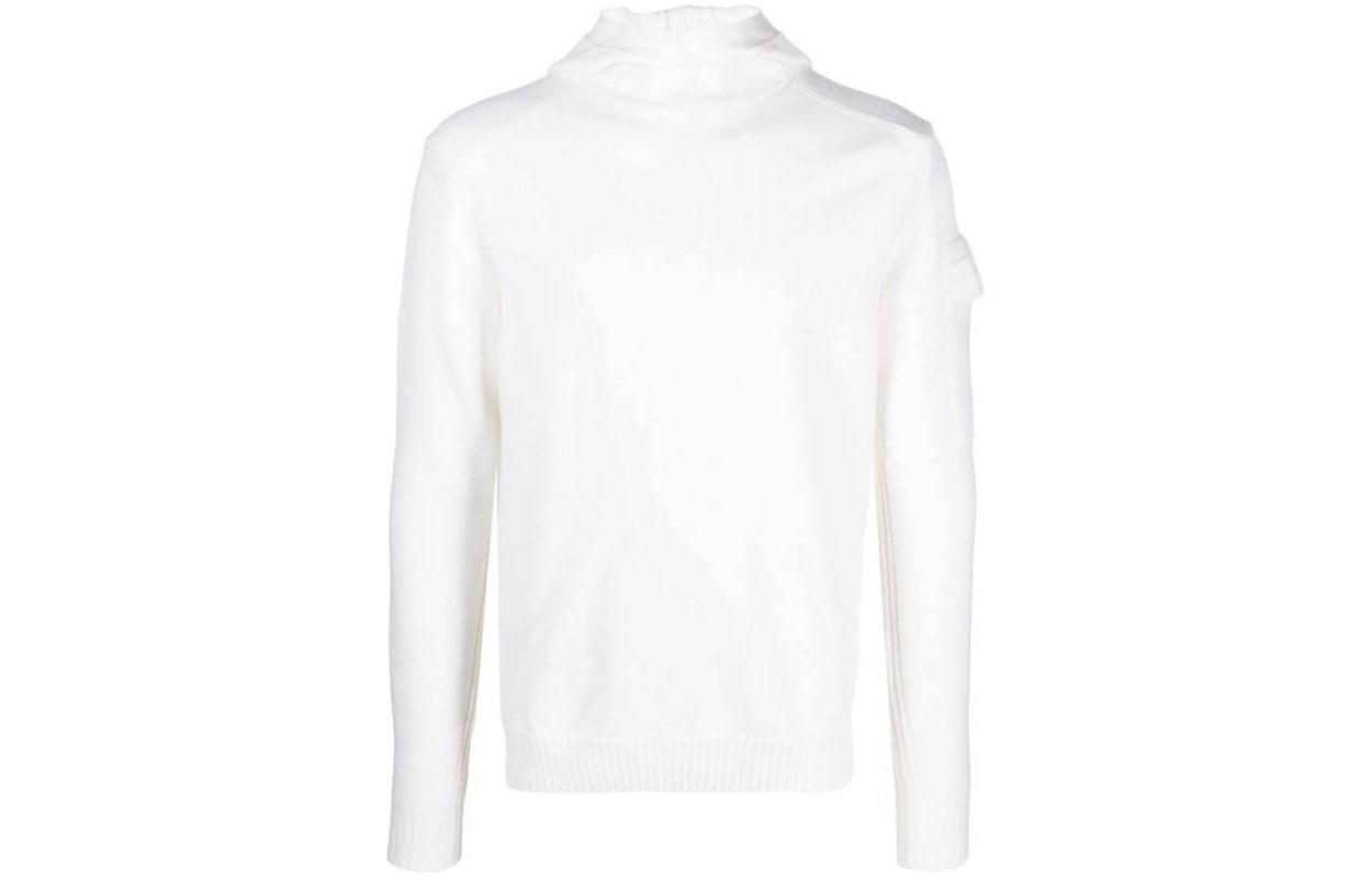 C.P. Company White Solid Color Long Sleeve Hoodie 15CLKN019A005528A101