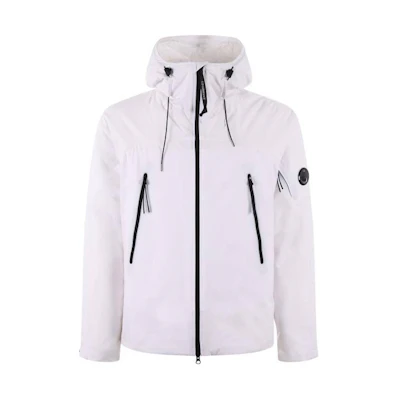 C.P. Company White Solid Color Zip-Up Hoodie Jacket CMOW025A4117A-103