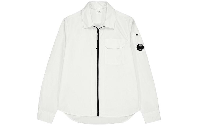 C.P. Company White Zip-Up Collared Long Sleeve Jacket for Men 15CMSH158A002824G103