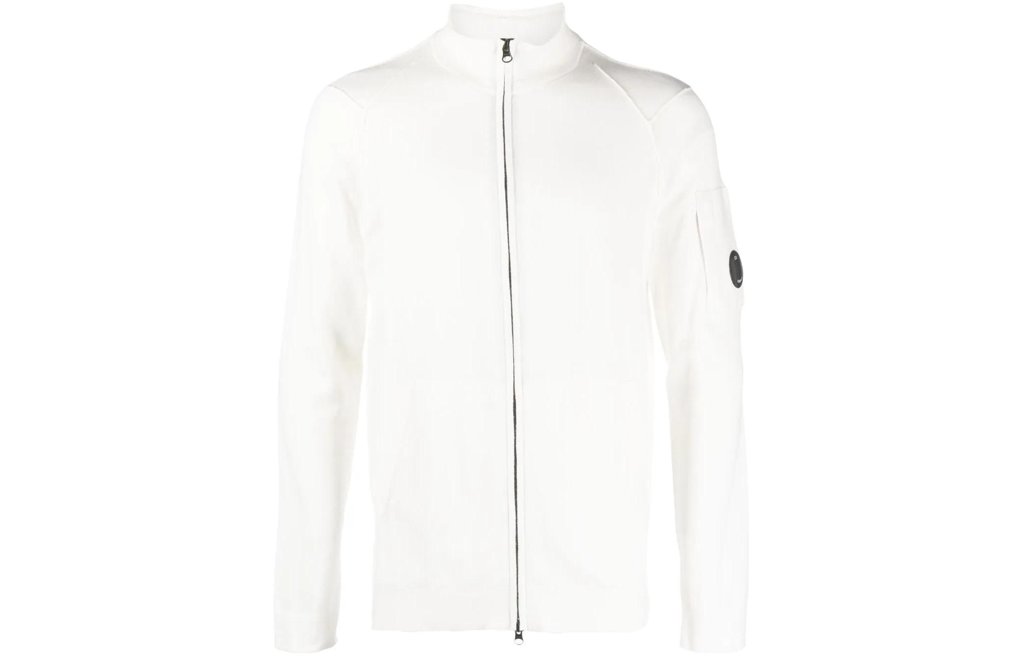 C.P. Company White Zip-Up Crewneck Long Sleeve Jacket 14CMKN144A004037A103
