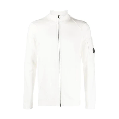 C.P. Company White Zip-Up Crewneck Long Sleeve Jacket 14CMKN144A004037A103
