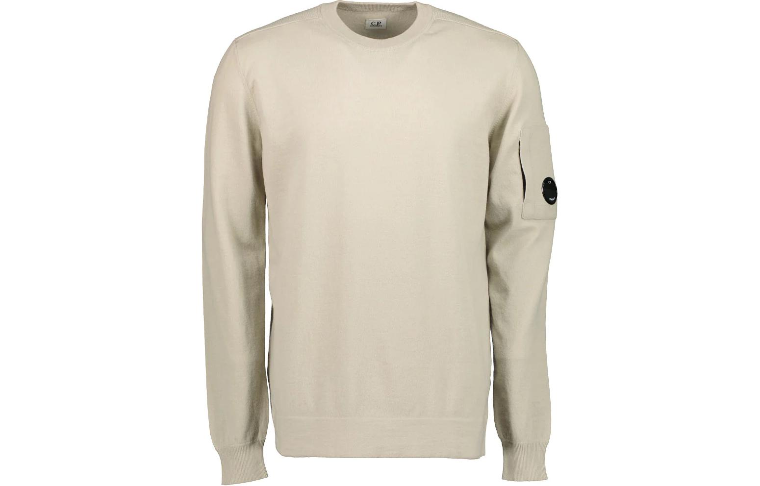 C.P. Company Wool Lens Sweatshirt Sand Beige Long Sleeve Crewneck 11CMKN091A005528A116