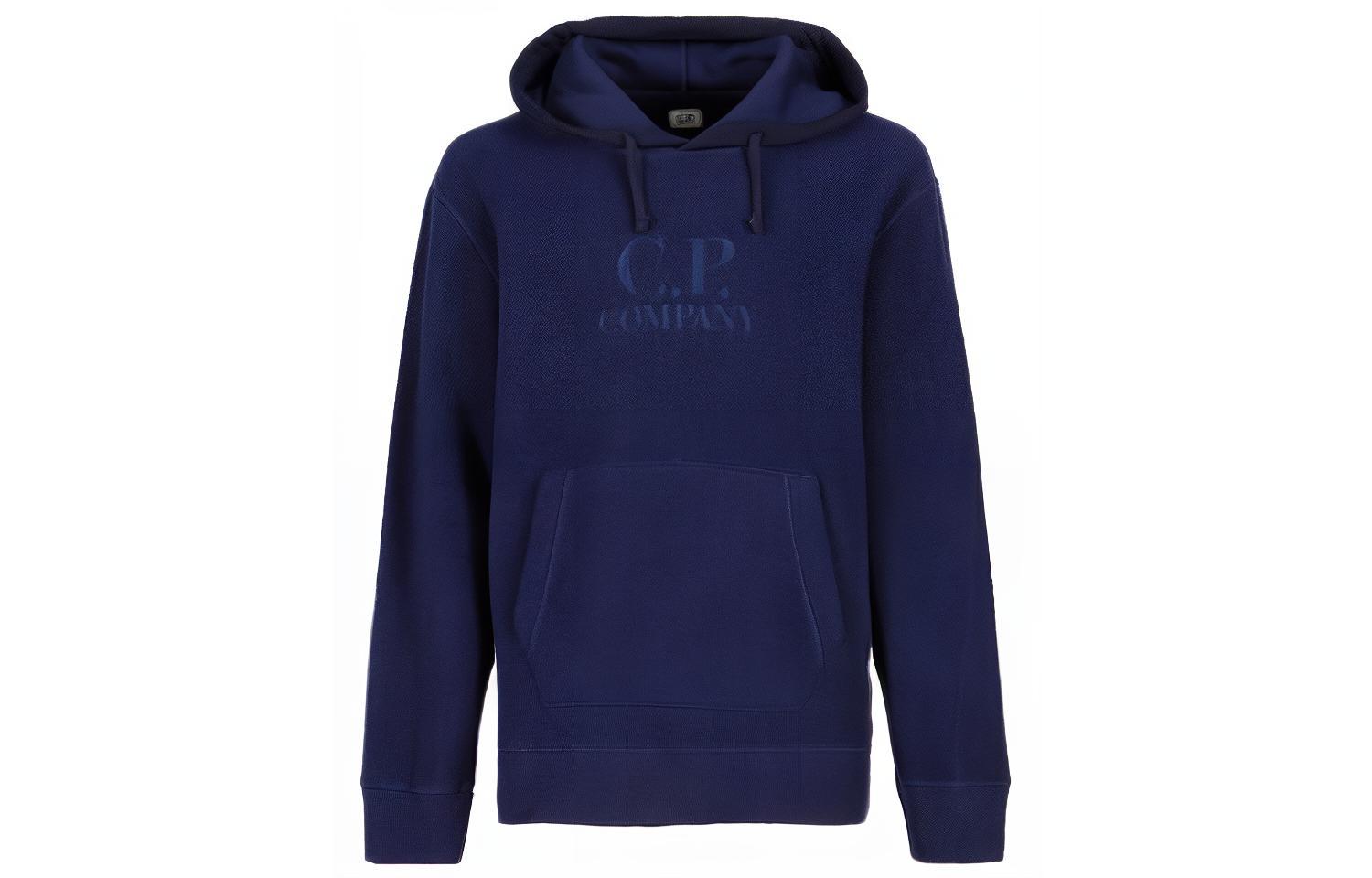 C.P. Company Wool Polar Fleece Logo Hoodie Unisex Blue 15CMSS321A006619G880
