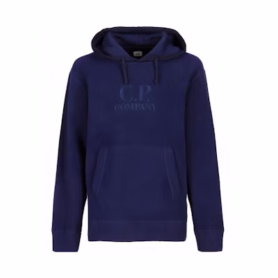 C.P. Company Wool Polar Fleece Logo Hoodie Unisex Blue 15CMSS321A006619G880