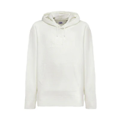 C.P. Company Wool Polar Fleece Logo Hoodie White 15CMSS321A006619G103