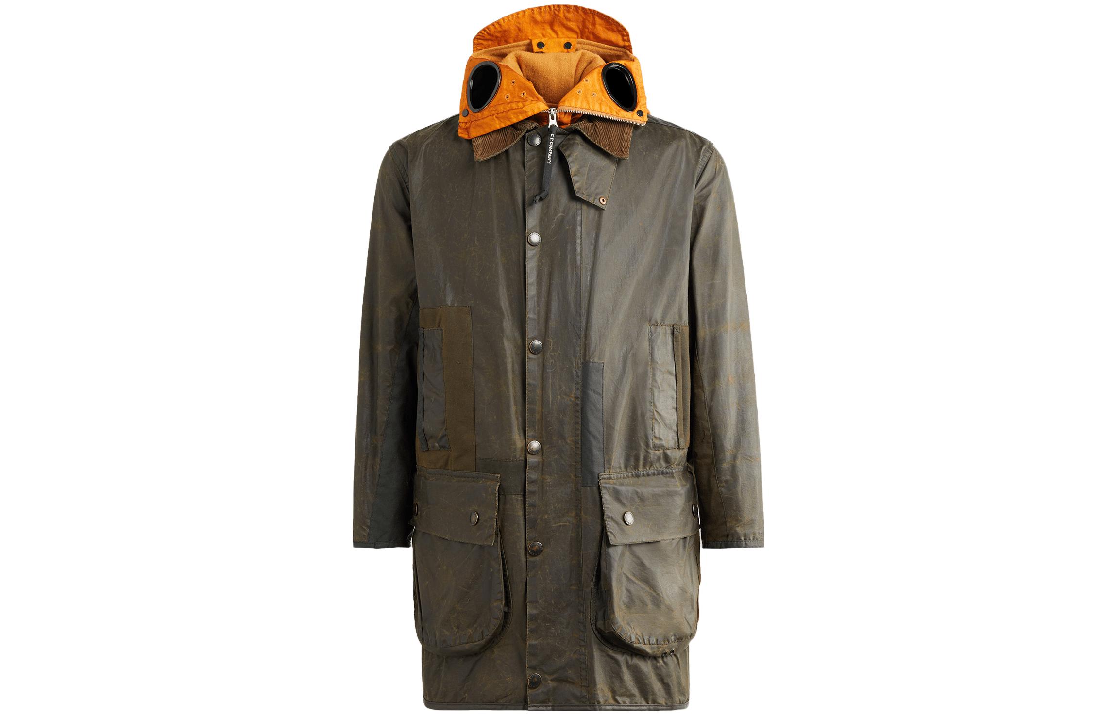 C.P. Company Barbour FW23 Goggle Hooded Long Coat Jacket Unisex Dark Green 15CSOW909A009999AV01