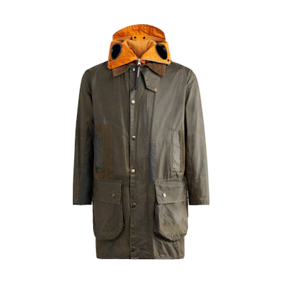 C.P. Company Barbour FW23 Goggle Hooded Long Coat Jacket Unisex Dark Green 15CSOW909A009999AV01