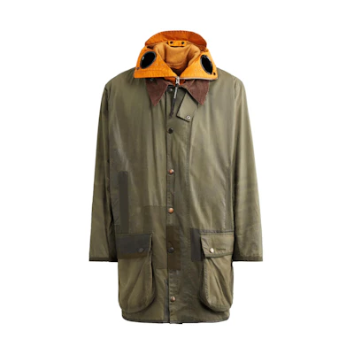 C.P. Company Barbour FW23 Goggle Hooded Long Jacket Green Unisex 15CSOW901A009999AV01