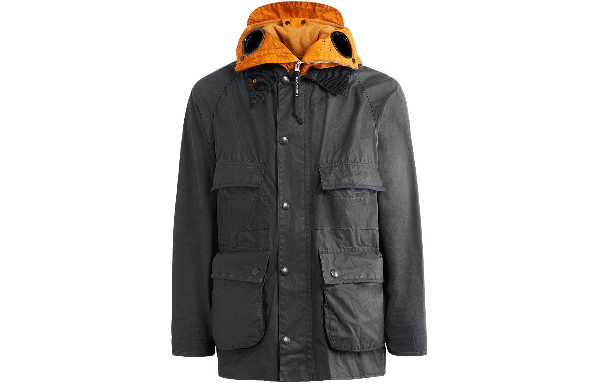 C.P. Company Barbour FW23 Patchwork Goggle Hooded Jacket Navy Unisex 15CSOW923A009999AV01