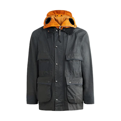 C.P. Company Barbour FW23 Patchwork Goggle Hooded Jacket Navy Unisex 15CSOW923A009999AV01